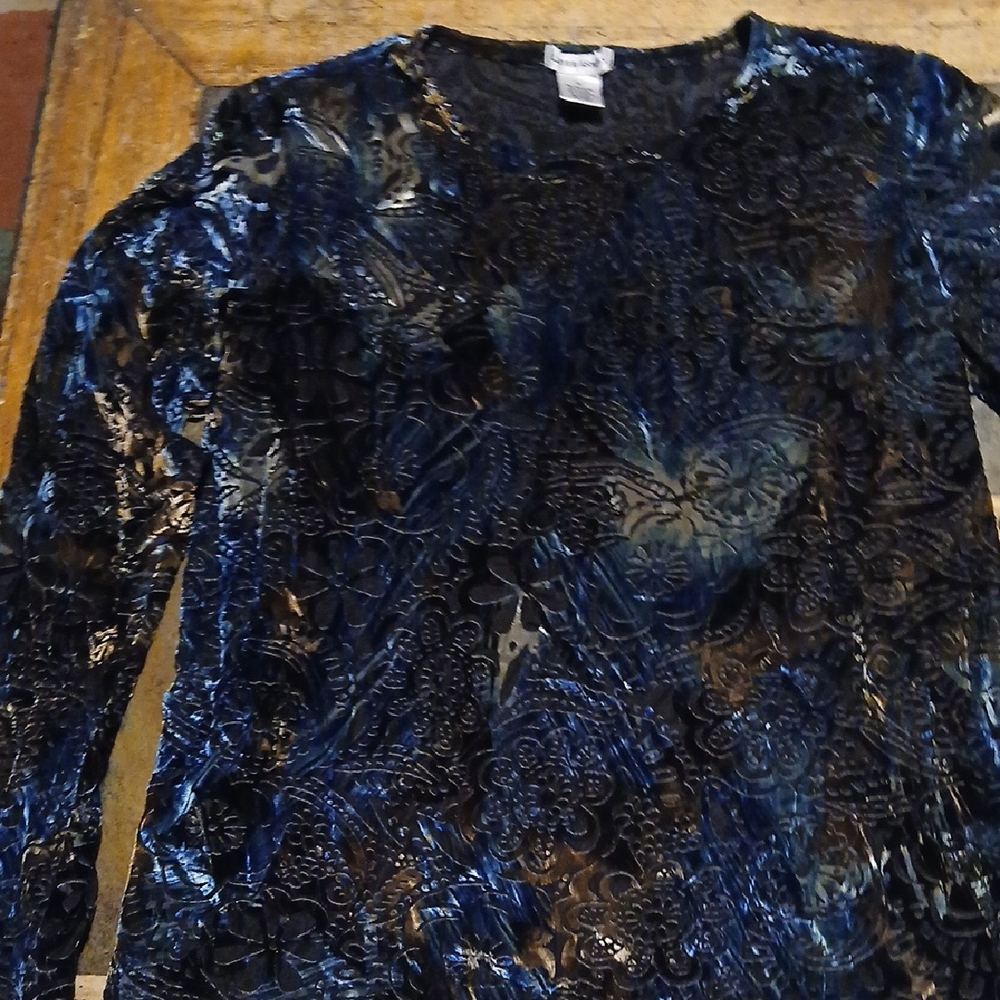 Elegant Blue Floral Women's Top